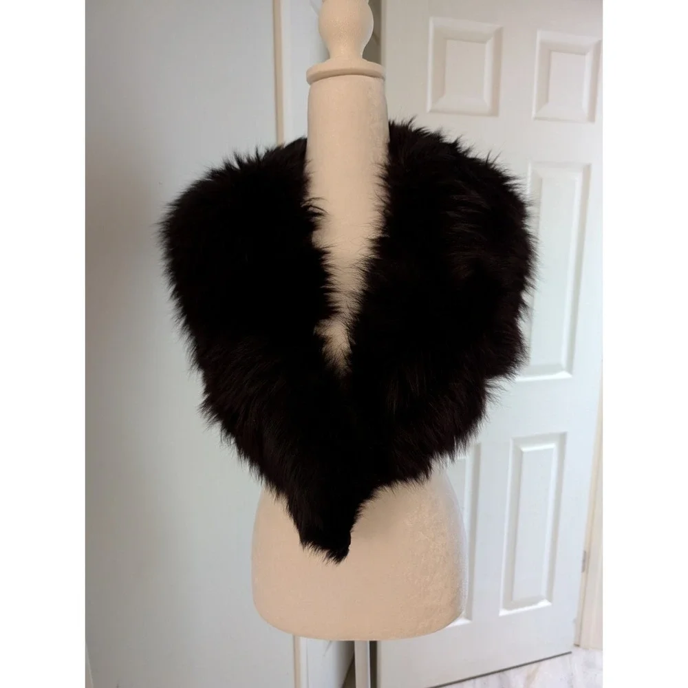 Black Faux Fur Stole Wrap Shrug Evening Formal Cocktail Glam Old Hollywood 42x6